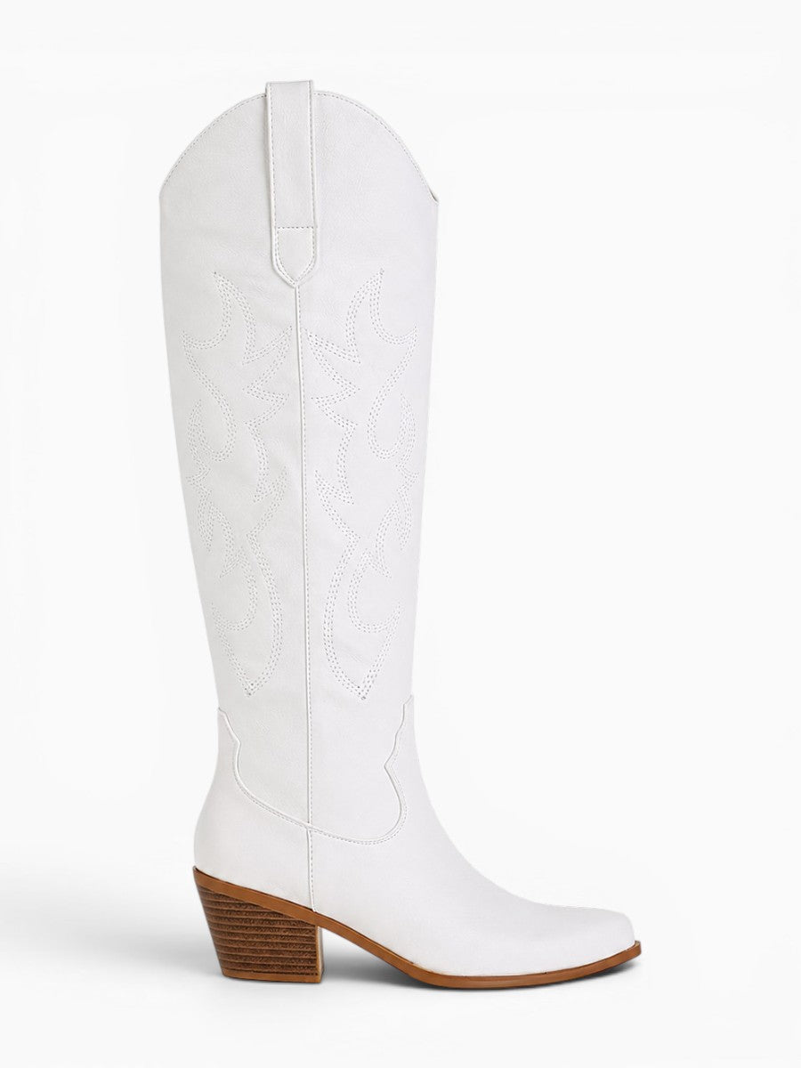 Amara Shoes Embroidered Western Knee High Boots