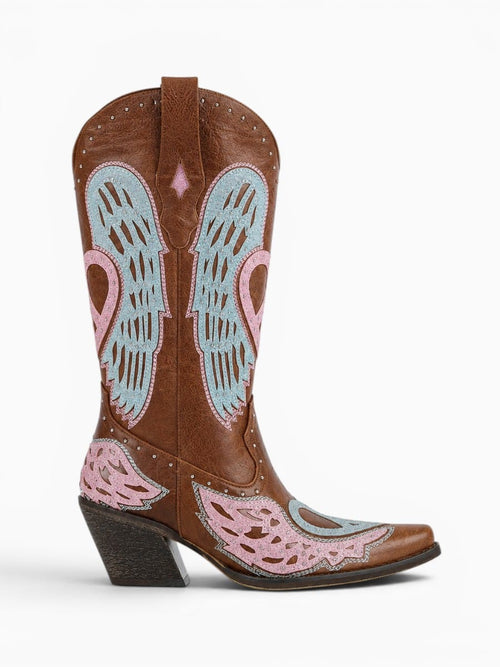 Amara Shoes Embroidered Western Knee High Cowboy Boots