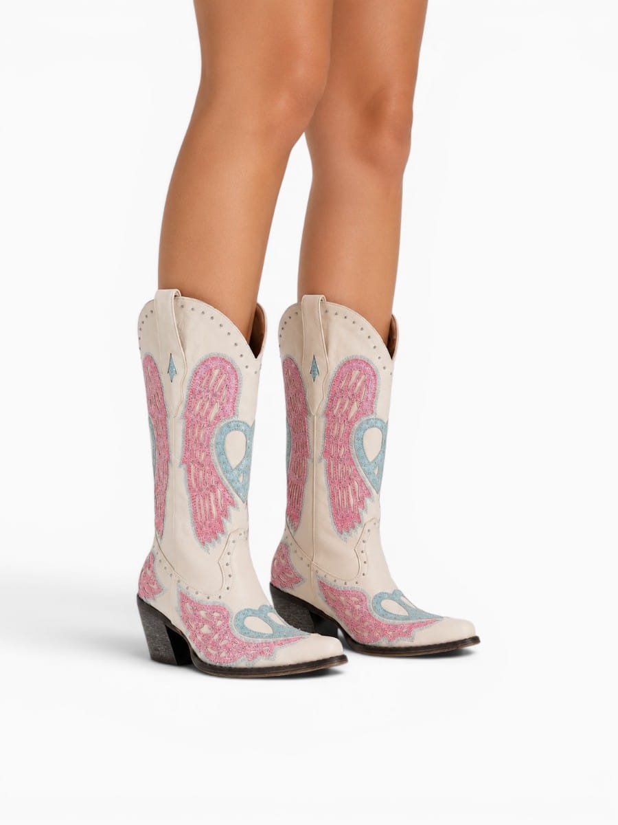 Amara Shoes Embroidered Western Knee High Cowboy Boots