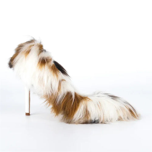 Amara Shoes Faux Fur Pointed Toe Stiletto Pumps Women