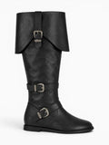 Amara Shoes Flat Buckle Knee High Riding Boots
