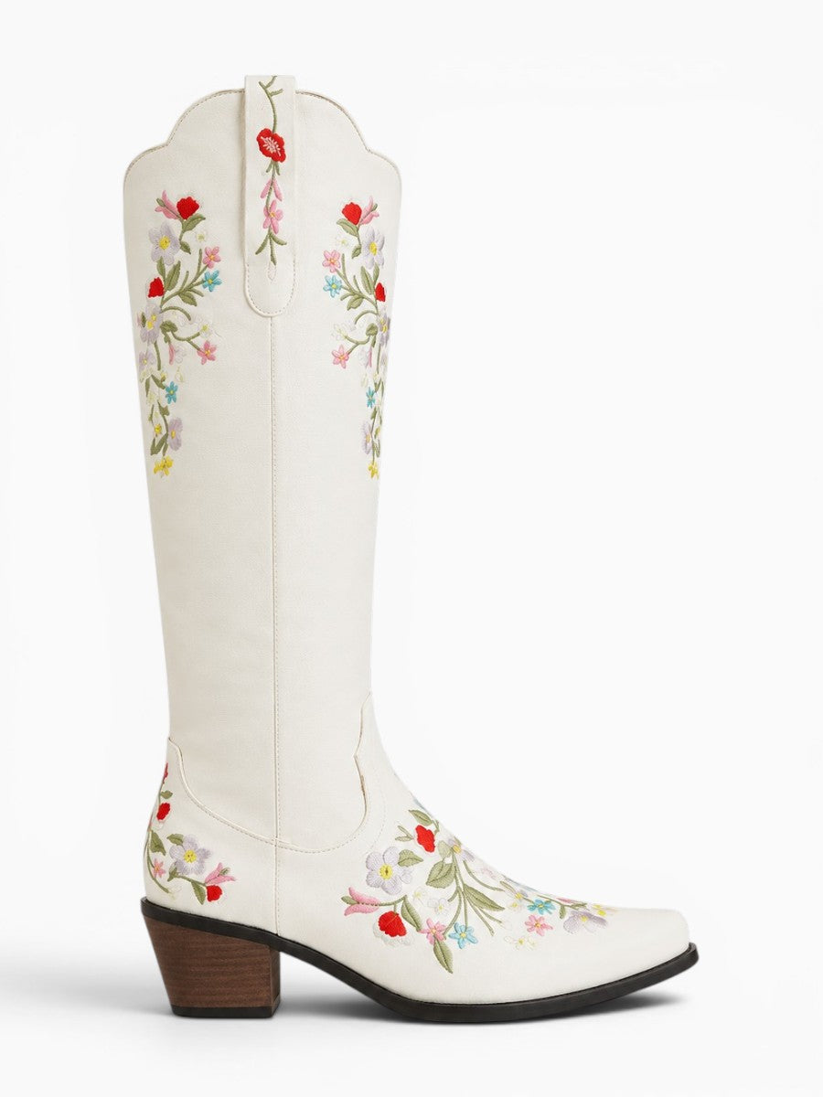 Amara Shoes Floral Embroidered Cowboy Boots