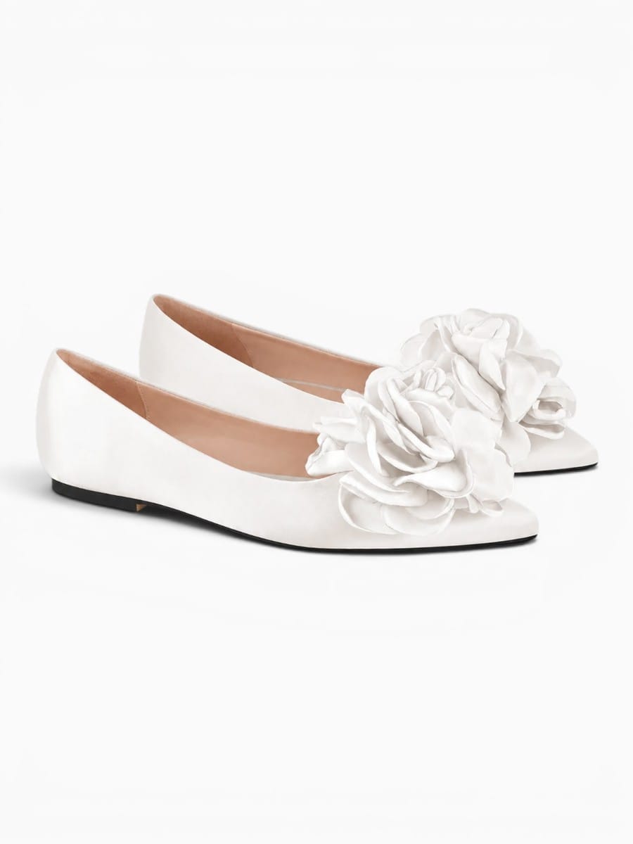 Amara Shoes Floral Pointed Toe Ballet Flats
