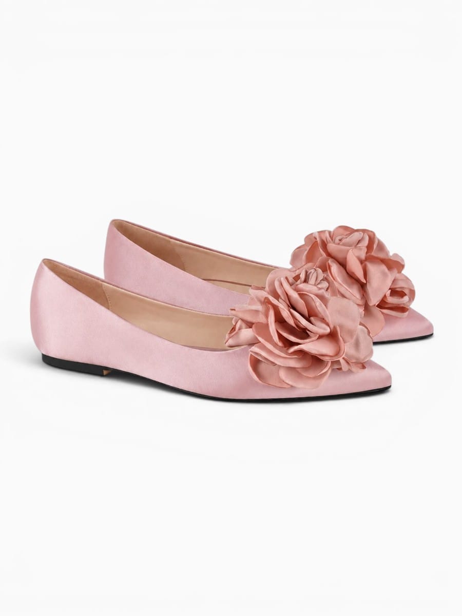 Amara Shoes Floral Pointed Toe Ballet Flats