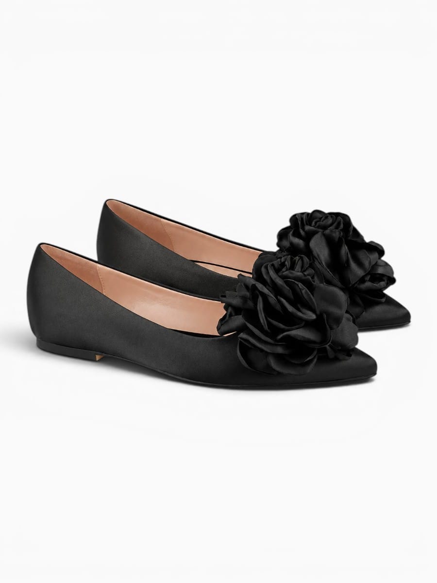 Amara Shoes Floral Pointed Toe Ballet Flats