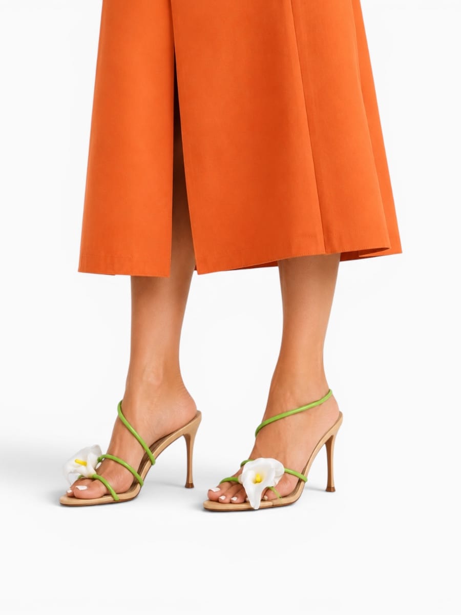 Amara Shoes Floral Slingback Heeled Sandals