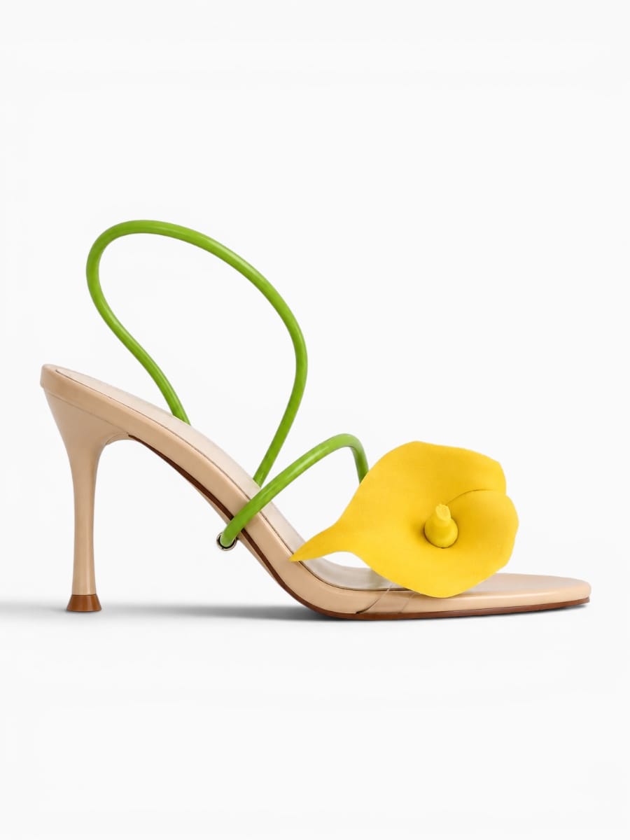 Amara Shoes Floral Slingback Heeled Sandals