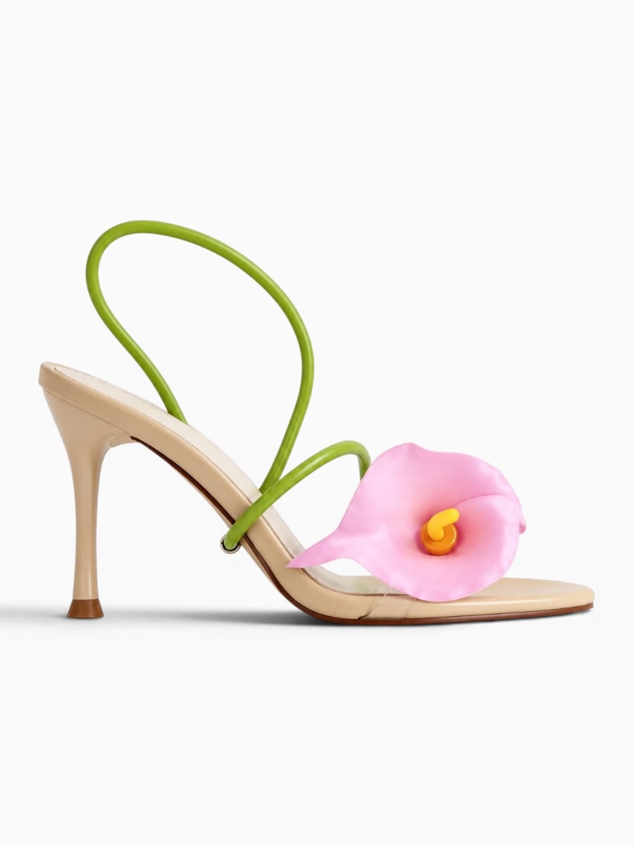 Amara Shoes Floral Slingback Heeled Sandals