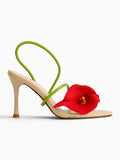 Amara Shoes Floral Slingback Heeled Sandals