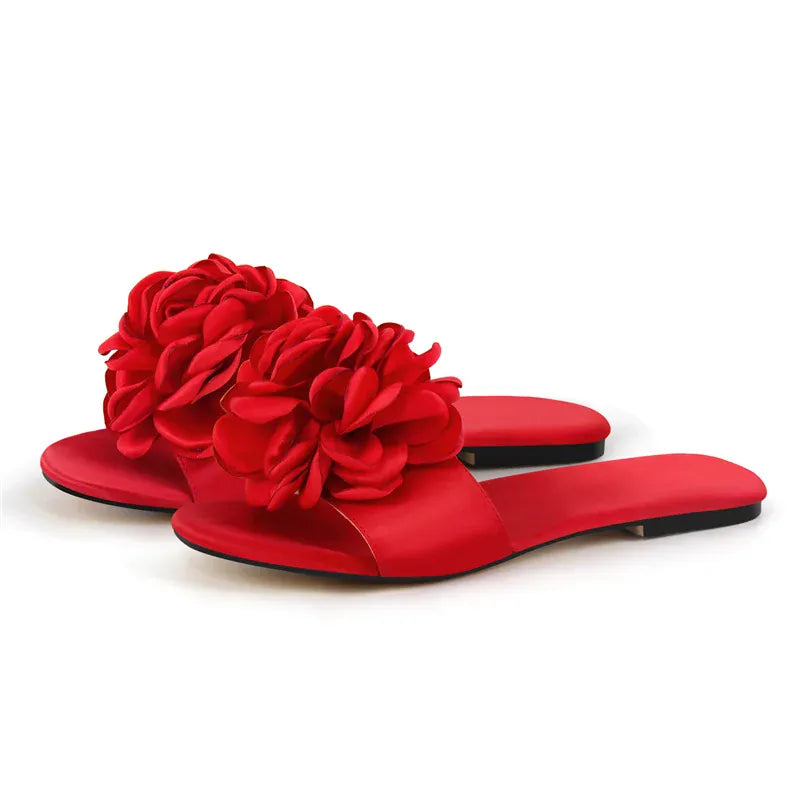 Amara Shoes Flower Slide Flat Sandals