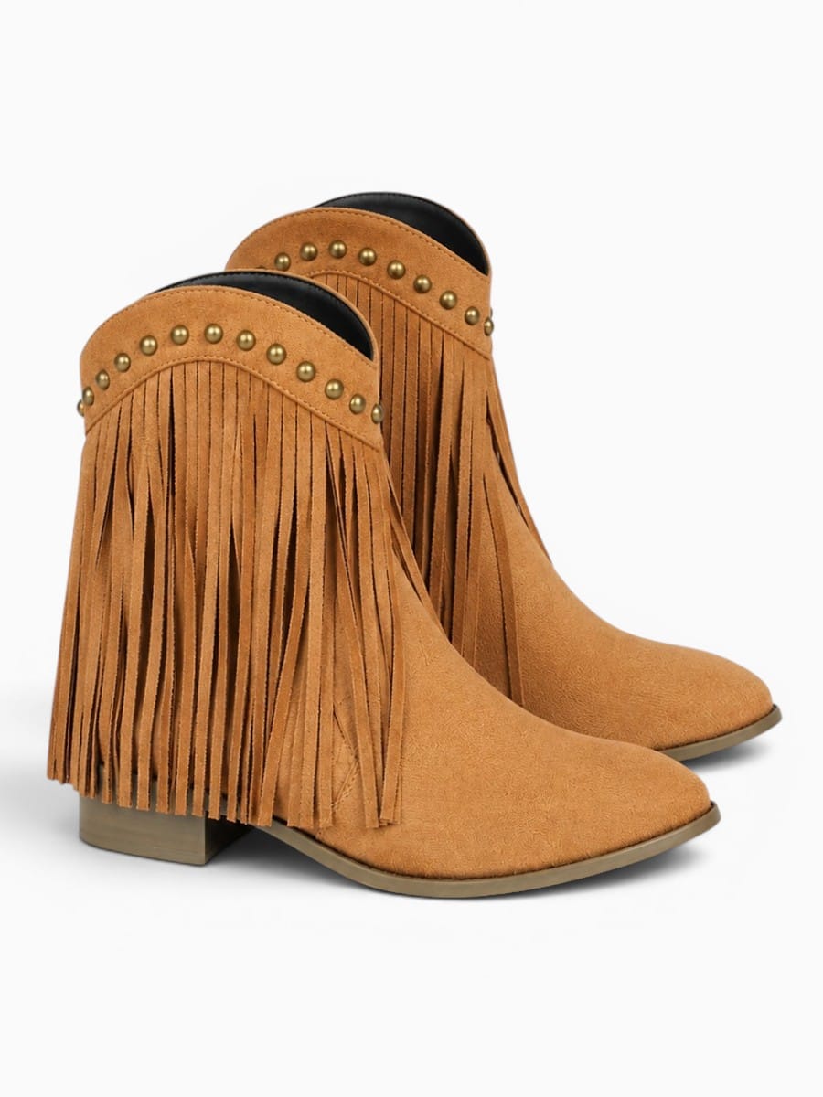 Amara Shoes Fringe Cowboy Ankle Boots