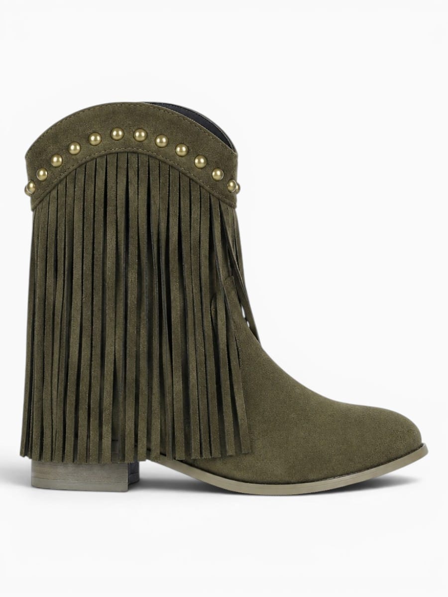 Amara Shoes Fringe Cowboy Ankle Boots