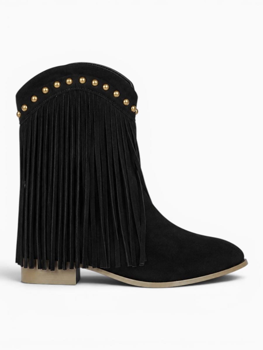 Amara Shoes Fringe Cowboy Ankle Boots