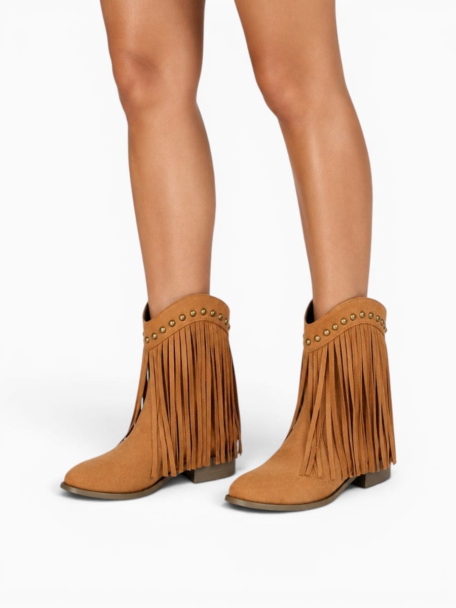 Amara Shoes Fringe Cowboy Ankle Boots
