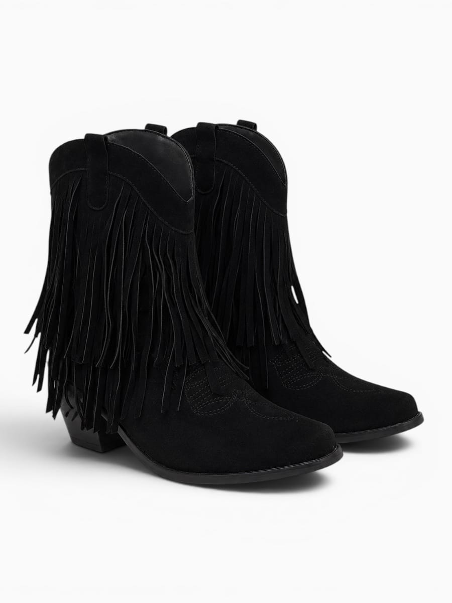 Amara Shoes Fringe Cowboy Heel Boots
