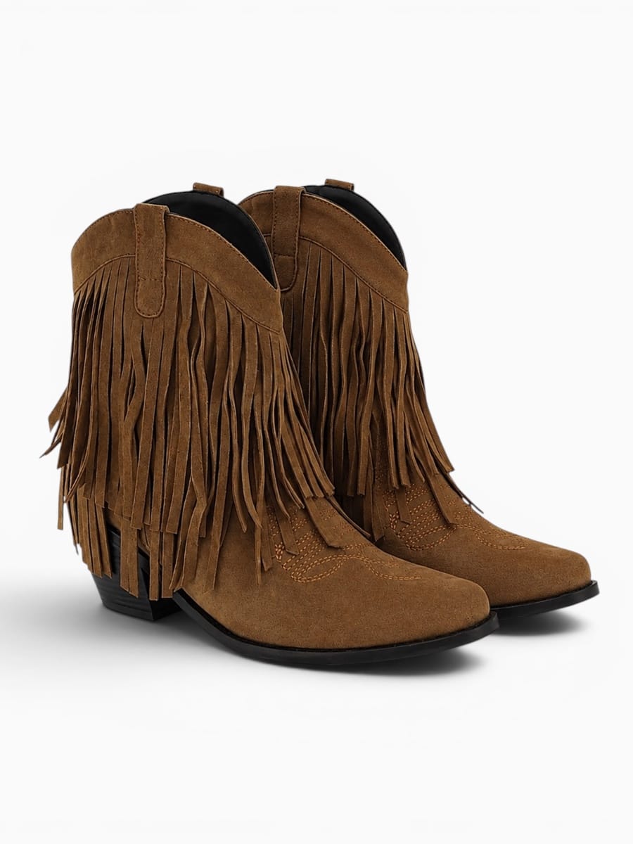 Amara Shoes Fringe Cowboy Heel Boots