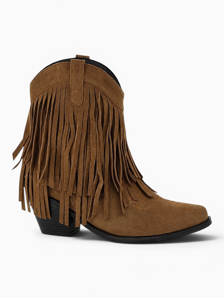 Amara Shoes Fringe Cowboy Heel Boots