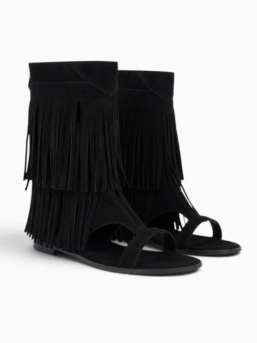 Amara Shoes Fringe Gladiator Open Toe Ankle Sandals