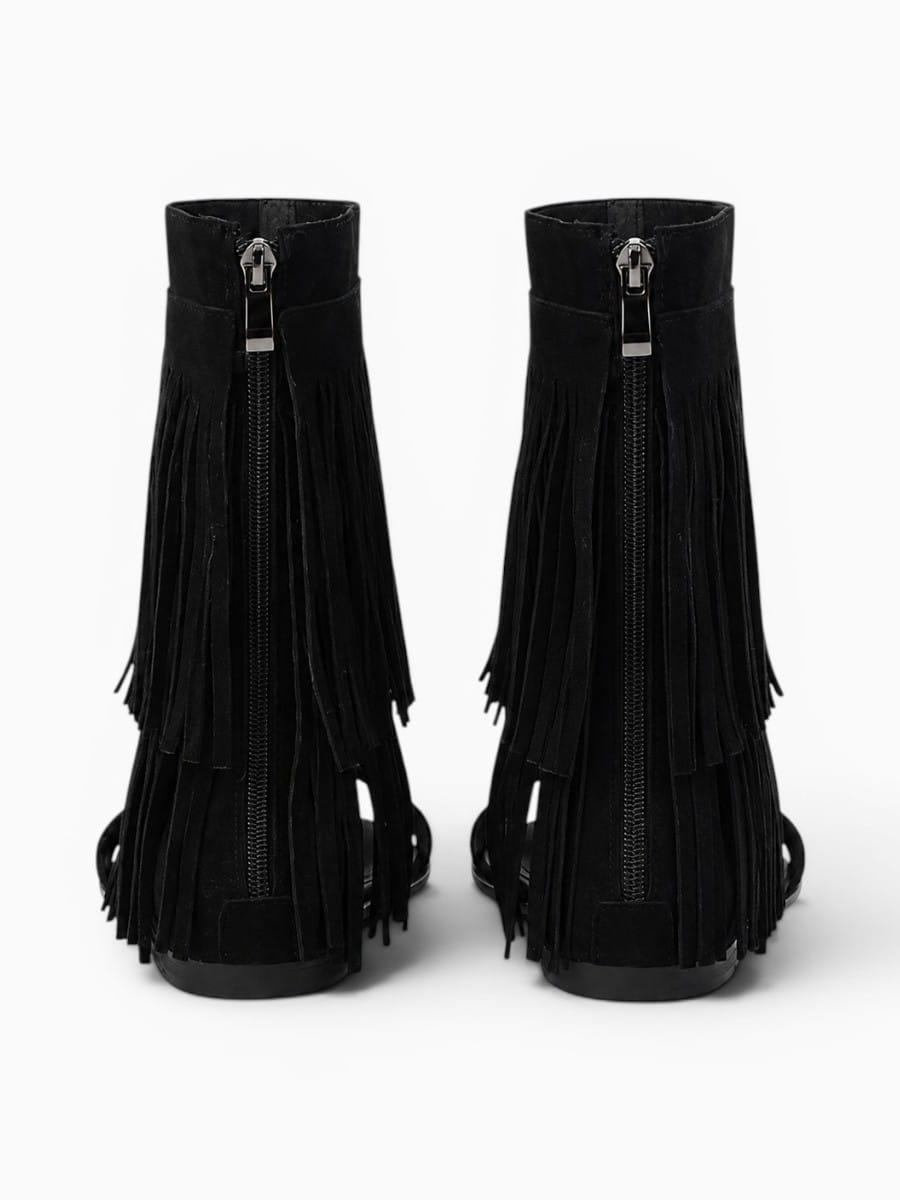 Amara Shoes Fringe Gladiator Open Toe Ankle Sandals