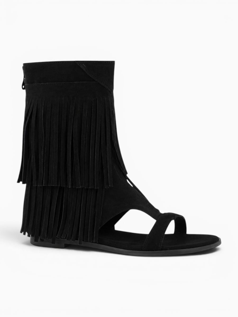 Amara Shoes Fringe Gladiator Open Toe Ankle Sandals
