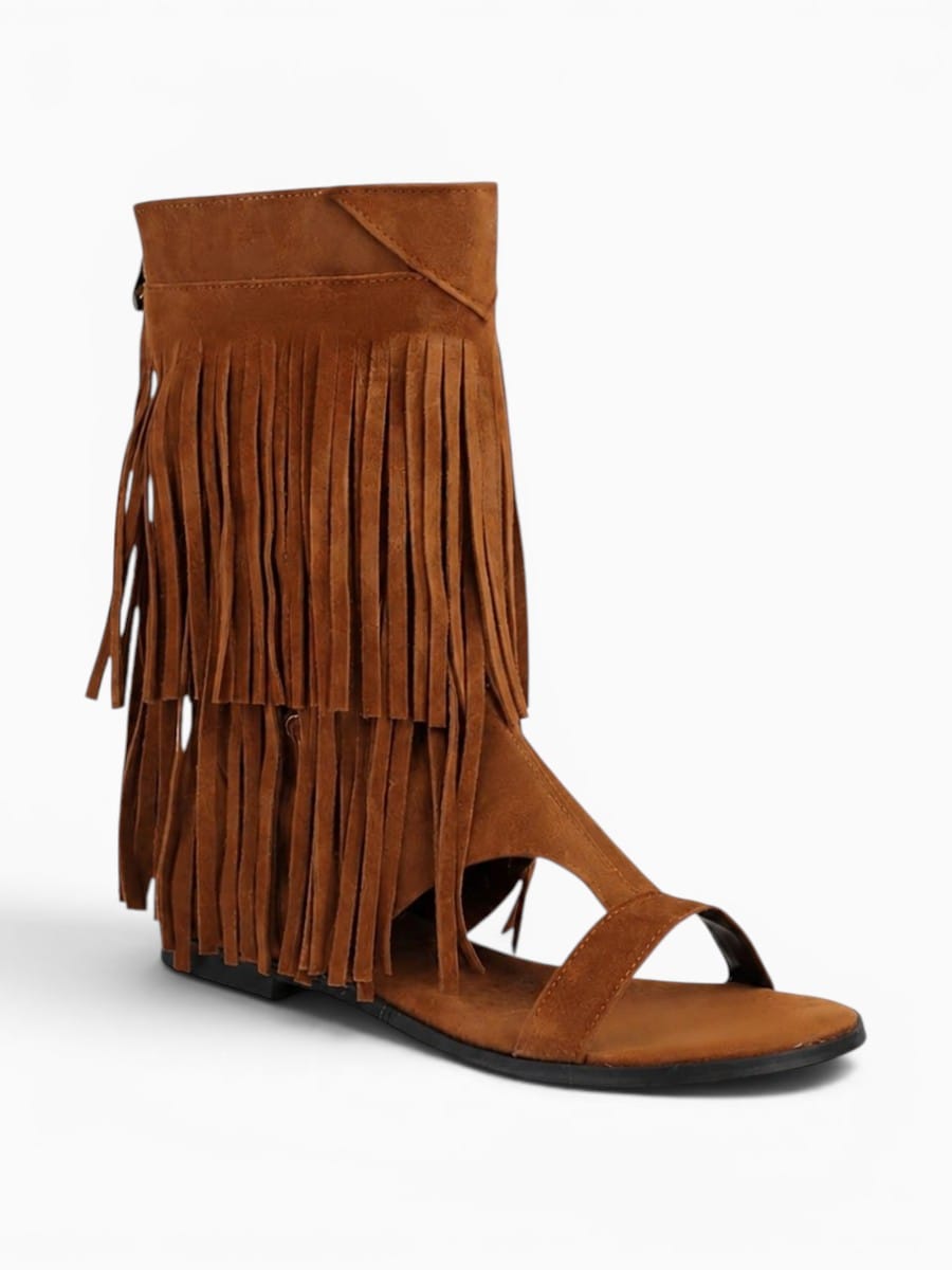 Amara Shoes Fringe Gladiator Open Toe Ankle Sandals