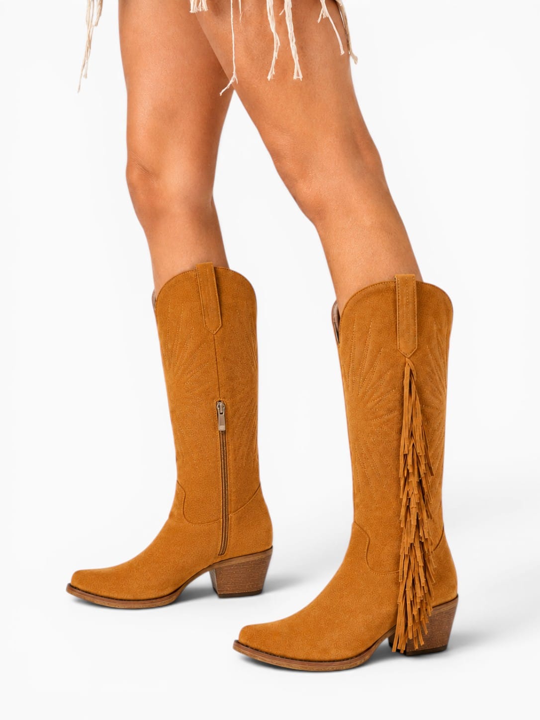 Amara Shoes Fringe Knee High Cowboy Boots