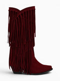 Amara Shoes Fringe Knee-High Western Boots