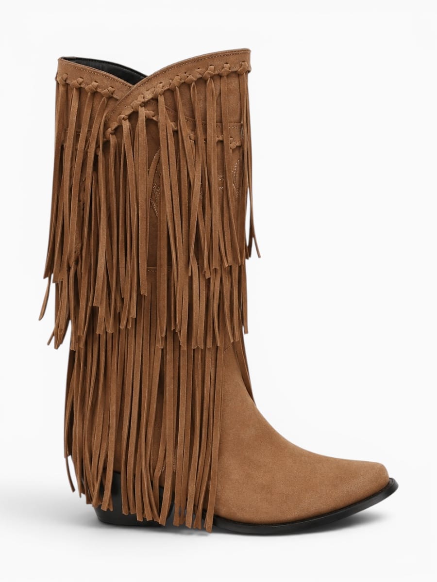 Amara Shoes Fringe Knee-High Western Boots