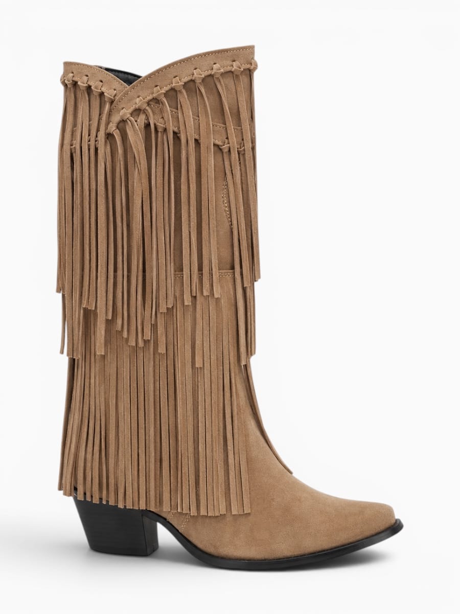 Amara Shoes Fringe Knee-High Western Boots
