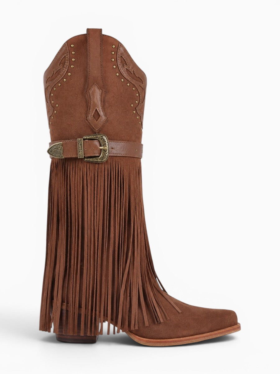 Amara Shoes Fringe Western Cowboy Boots