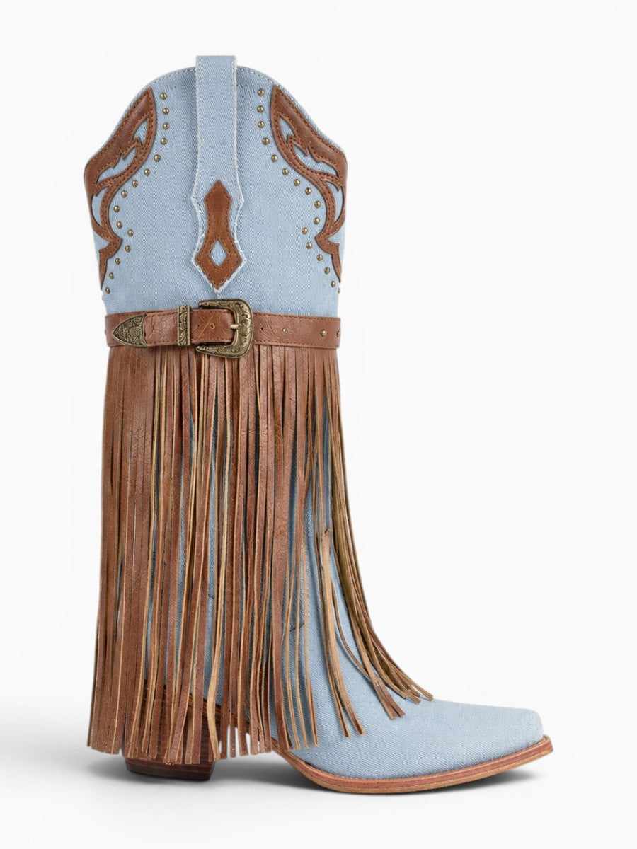 Amara Shoes Fringe Western Cowboy Boots