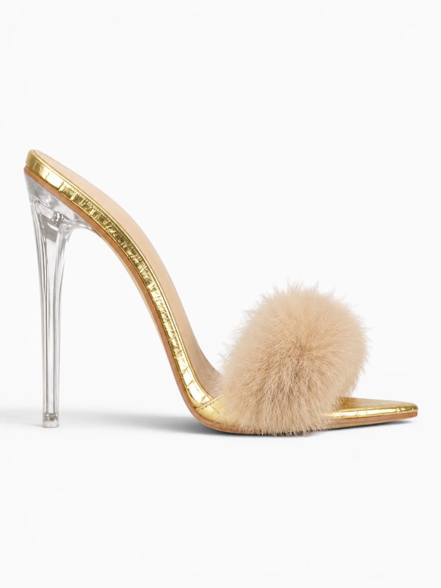 Amara Shoes Fur Stiletto Mule Sandals
