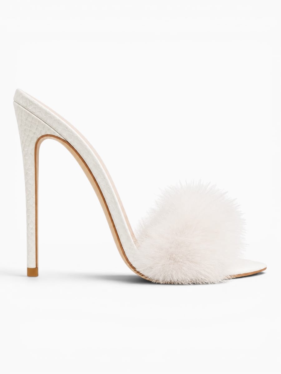 Amara Shoes Fur Stiletto Mule Sandals