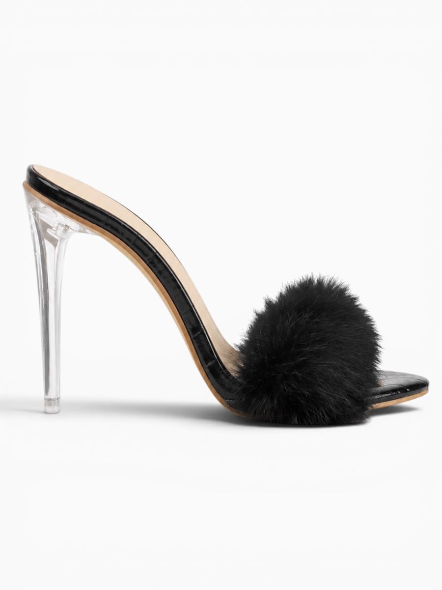Amara Shoes Fur Stiletto Mule Sandals