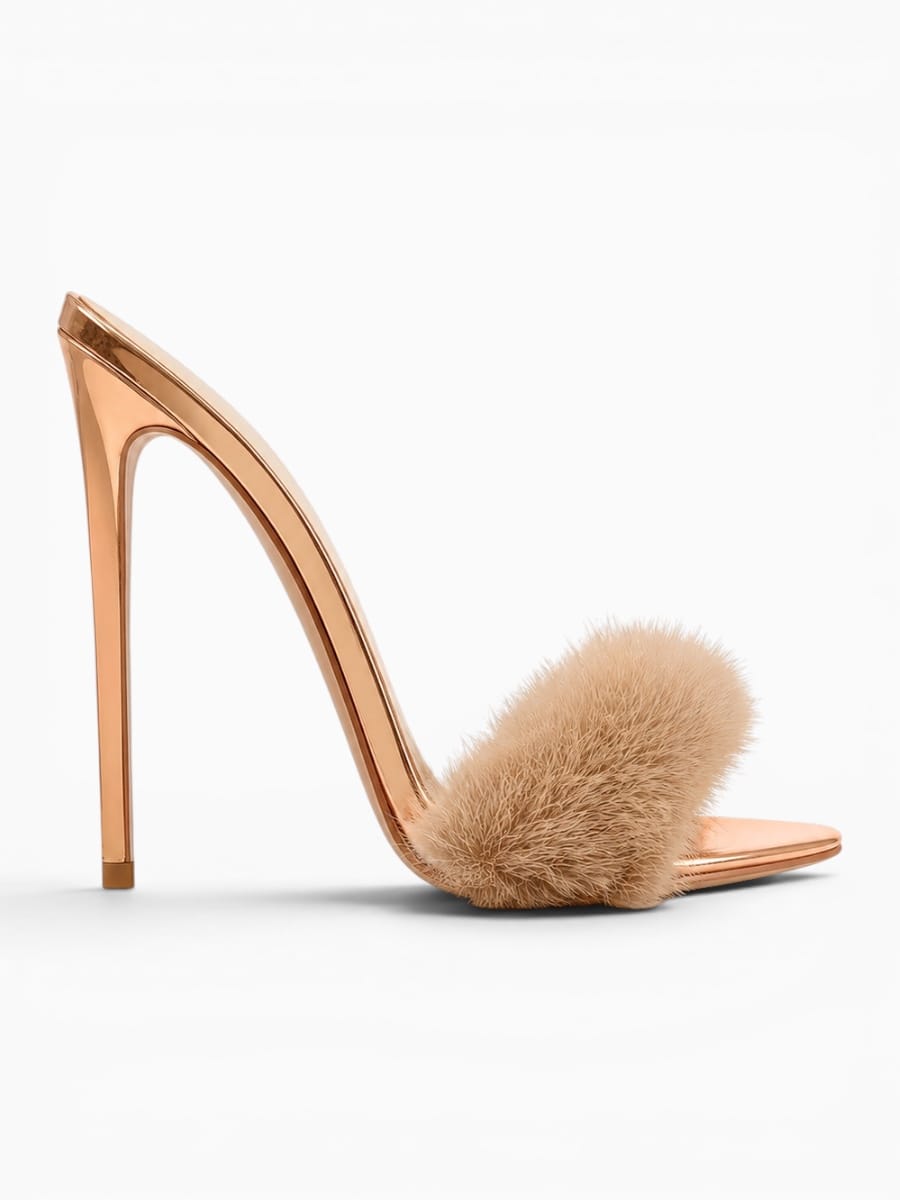Amara Shoes Fur Stiletto Mule Sandals