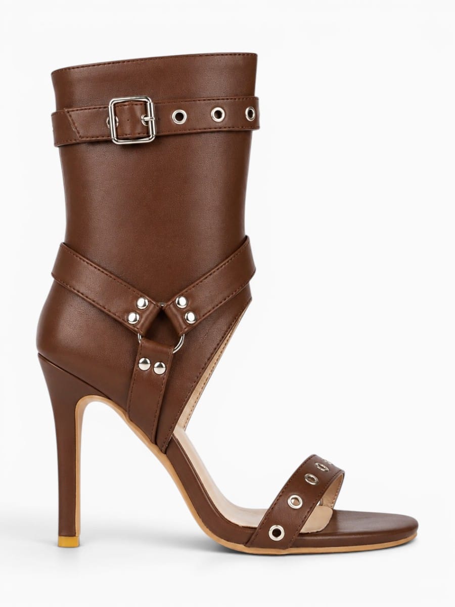 Amara Shoes High Top Cut Out Stiletto Heel Sandals