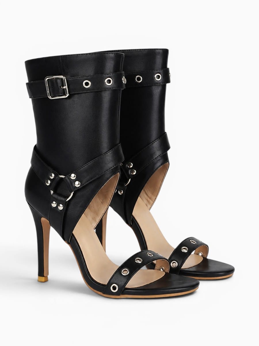 Amara Shoes High Top Cut Out Stiletto Heel Sandals