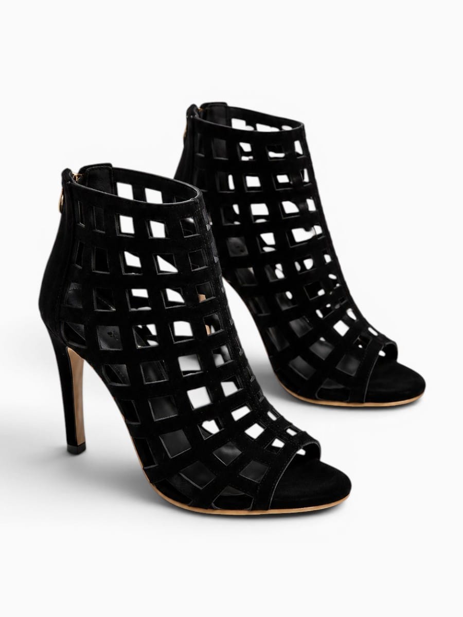 Amara Shoes Hollow Out Peep Toe Stiletto Ankle Sandals