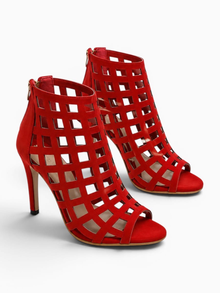 Amara Shoes Hollow Out Peep Toe Stiletto Ankle Sandals