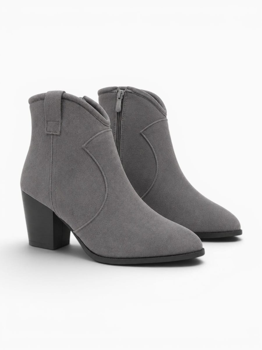 Amara Shoes Inner Zip Party Short Bootie Pointed Toe Block Heel