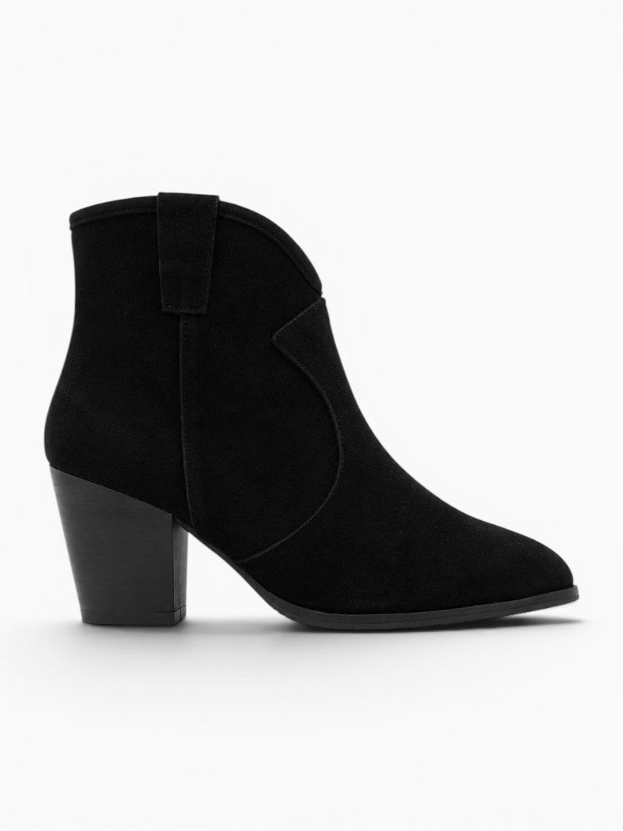 Amara Shoes Inner Zip Party Short Bootie Pointed Toe Block Heel