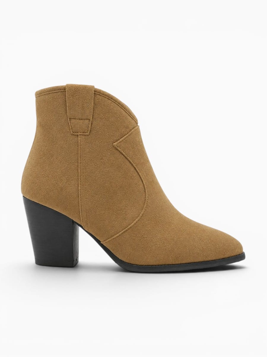 Amara Shoes Inner Zip Party Short Bootie Pointed Toe Block Heel