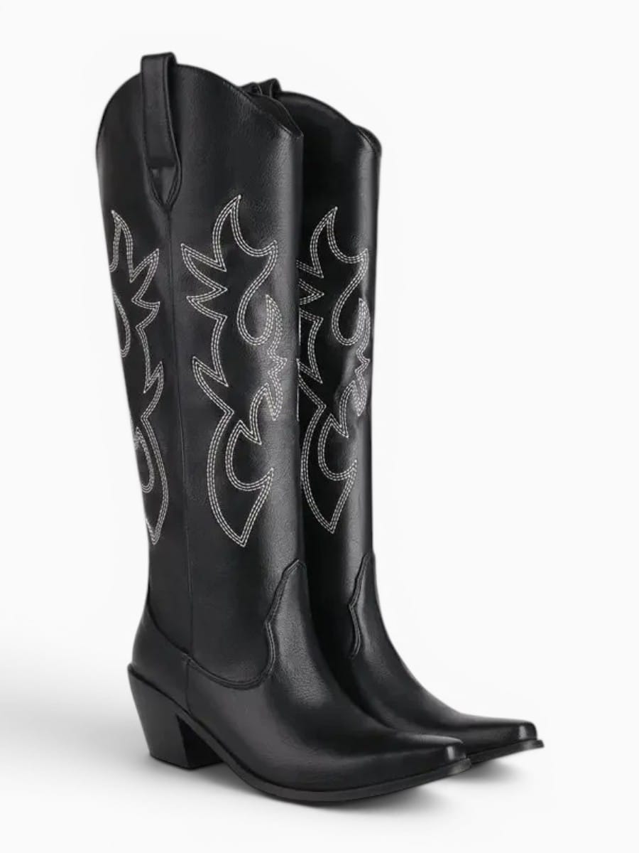 Amara Shoes Knee High Embroidered Cowboy Boots
