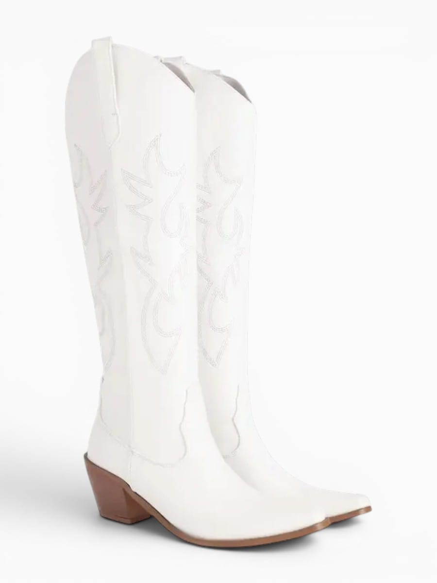 Amara Shoes Knee High Embroidered Cowboy Boots