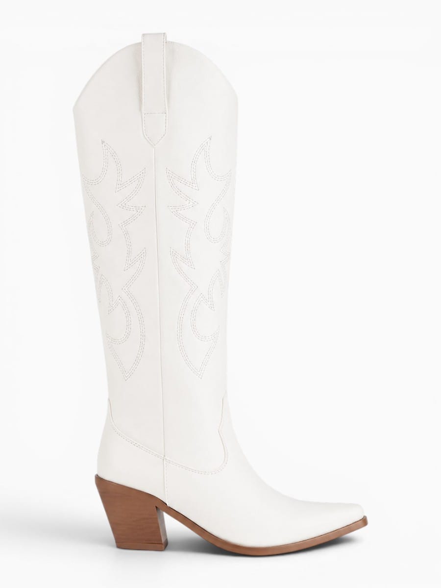Amara Shoes Knee High Embroidered Cowboy Boots