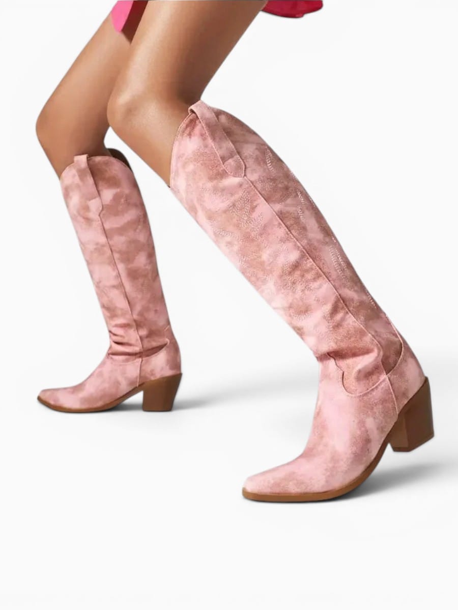 Amara Shoes Knee High Embroidered Cowboy Boots