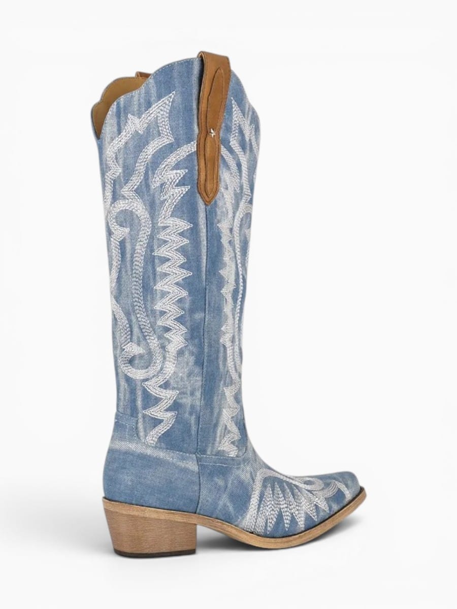 Amara Shoes Knee High Embroidered Western Cowboy Boots Women