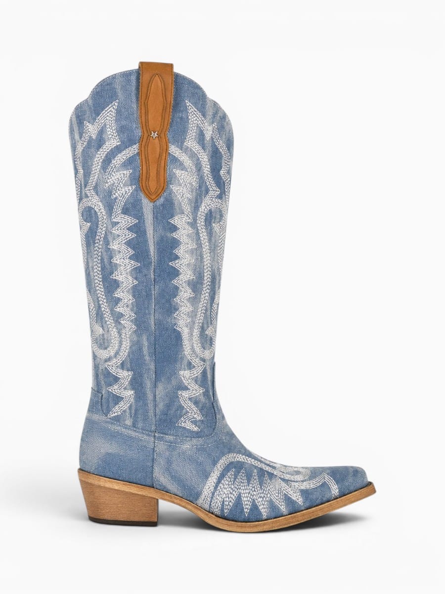 Amara Shoes Knee High Embroidered Western Cowboy Boots Women