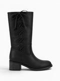 Amara Shoes Knee High Lace Up Chunky Heel Boots Women