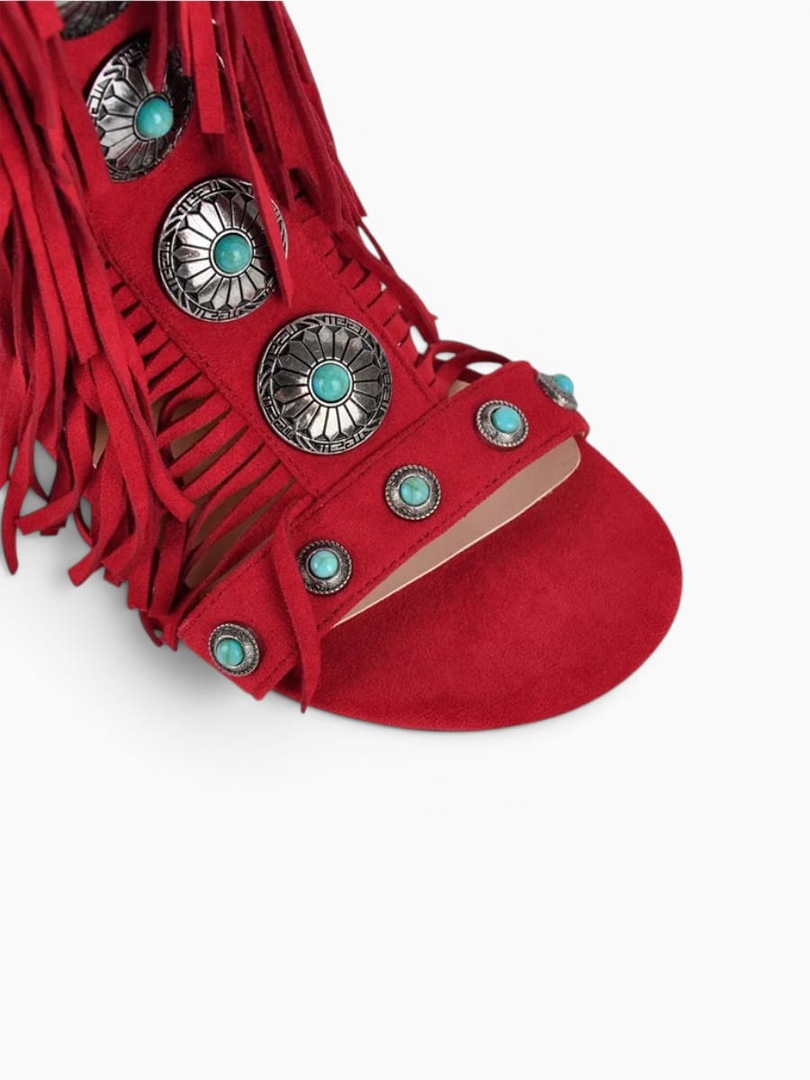 Amara Shoes Lace Up Fringe Gladiator Sandals